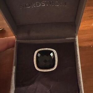 READ DESCRIPTION ABT PRICE David Yurman Sterling Silver Black Onyx 
Diamond Ring
